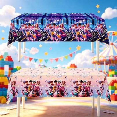 1PC Girl Group Idol Themed Tablecloth, Vibrant All-Over Print Party Tablecloth, Music Themed Party Gathering, Birthday Celebration, Family Gathering, Dessert Table Layout, Concert Viewing Event, Holiday Party, Banquet Decoration, Holiday Decor Props, Music Fan Gathering And Holiday Celebration Indoor Social Event Supplies