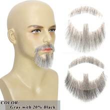 Hand‑Tied Human Hair Fake Mustache, Transparent Lace Base, Realistic Breathable Facial Hair For Cosplay Theater Party Halloween & Other Festivals - Multicolor - View 12