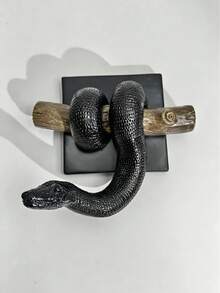 1pc Ball Python Wall Sculpture, Symbol Of Strength And Prosperity, Gothic Style Snake Decor, Realistic Wooden Statue, Handmade Gift For Reptile Lovers, Lifelike Texture - Multicolor - View 16