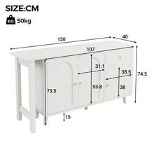 2-In-1 Multifunctional Desk And Sideboard – 360° Swivel, 3 Doors 1 Drawer – Elegant Computer Desk, Corner Desk, Vanity, Desk, Sideboard - White - View 10