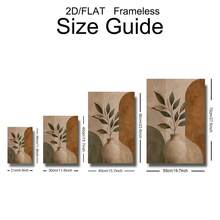3Pcs Unframed Boho Botanical Art Print Set, Neutral Earth Tone Vase Leaf Canvas Posters, Abstract Geometric Shape Wall Ornament, Modern Minimalist Decor For Living Room Bedroom - A - View 3