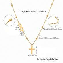 1pc Simple Cross Infinite Symbol Pendant Golden Silvery Stainless Steel Chain Necklaces For Women - Style 1 - View 2