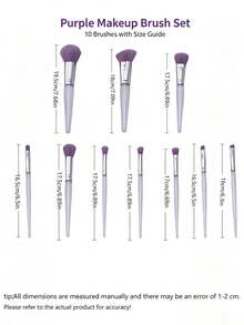 Purple Makeup Brush Set, Glitter Transparent Handle Makeup Brushes, Soft Synthetic Bristle Foundation Blush Eyeshadow Concealer Brush Set, Professional Full Face Eye Makeup Tools, Suitable For Women And Girls Daily Makeup - Multicolor - View 9