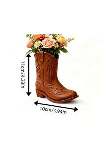 Western Cowboy Boot Shaped Pencil Holder, Handmade Vintage Desktop Storage Organizer, Country Style Desktop Decor Container, Suitable For Home, Office, School, Cute Holiday Gift, Perfect For Western Theme Decor - Multicolor - View 6