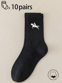 30/10/20/5/1/15 Pairs Men's Casual Cotton Mid-Calf Socks, Women's Socks, White/Black, Suitable For Winter/Autumn/Summer/Spring, Sports, Moisture-Wicking And Breathable - Multicolor - View 12