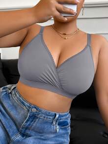 Plus Size Wireless No Padding Women's Bra Single Pack - Grey - View 6