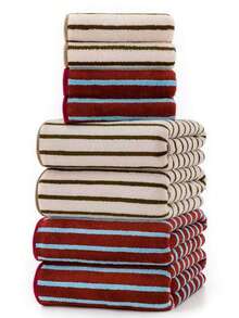 Minimalist Striped Coral Fleece Microfiber Solid Color Soft Absorbent Quick-Dry Home Towel 35*75cm/70*140cm/90*170cm Bath Towel - Multicolor - View 3