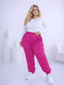 Plus Size Pants - Hot Pink - View 2
