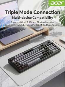 Acer OKW222 Mechanical Feel Keyboard With Display Screen, Gaming Backlit Keyboard For Desktop Computer And Laptop, Universal Office And Business USB Interface, Three-Mode - View 10