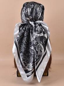 1pc Paisley Pattern Bohemian Polyester (Polyester) 90cm Satin Square Scarf, All Season Wear, Hair Band, Bag Decoration And Belt, Multi-Functional Fashion Accessory - Multicolor - View 13