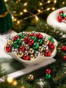 100pcs Christmas Metal Electroplated Round Beads, Red Green Gold Silver Loose Beads, 6/8/10mm Beads, For Christmas Tree Decoration DIY Bracelet Necklace Jewelry Making Craft Materials - 6/8/10mm Christmas Beads - View 3