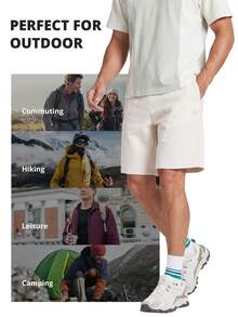 CAMEL CROWN Men's Casual Cotton Loose Fit Drawstring Knee-Length Shorts, Summer - Rice Apricot - View 8