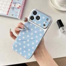 1 buah Casing Ponsel Minimalis Polka Dot 17 inci, Pelindung Anti Guncangan untuk Apple 16 Pro Max, 15 Wanita (Perdagangan Lintas Batas) - Biru - View 2