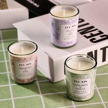 1PC Home Aromatherapy Candle Large Jar Plant Wax Smokeless Fragrance Glass Cup Essential Oil Indoor Scented Candle - C - View 3