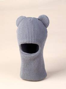 1PC Unisex Kids Toddler Bear Ear Cartoon Warm Knitted Beanie Hat With Neck Warmer - Bear - View 10