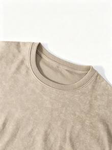 Men's Vintage Tie-Dye Distressed Long Sleeve T-Shirt, Autumn/Winter Back Statue Art Print, Loose Drop Shoulder Base Layer Top - Brown - View 5