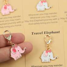 3pcs/6pcs Cute Travel Elephant Enamel Lobster Clasp Keychain, "Travel Elephant" Paper Card, Good Luck Journey Pocket Hug Friendship Gift - Multicolor - View 8