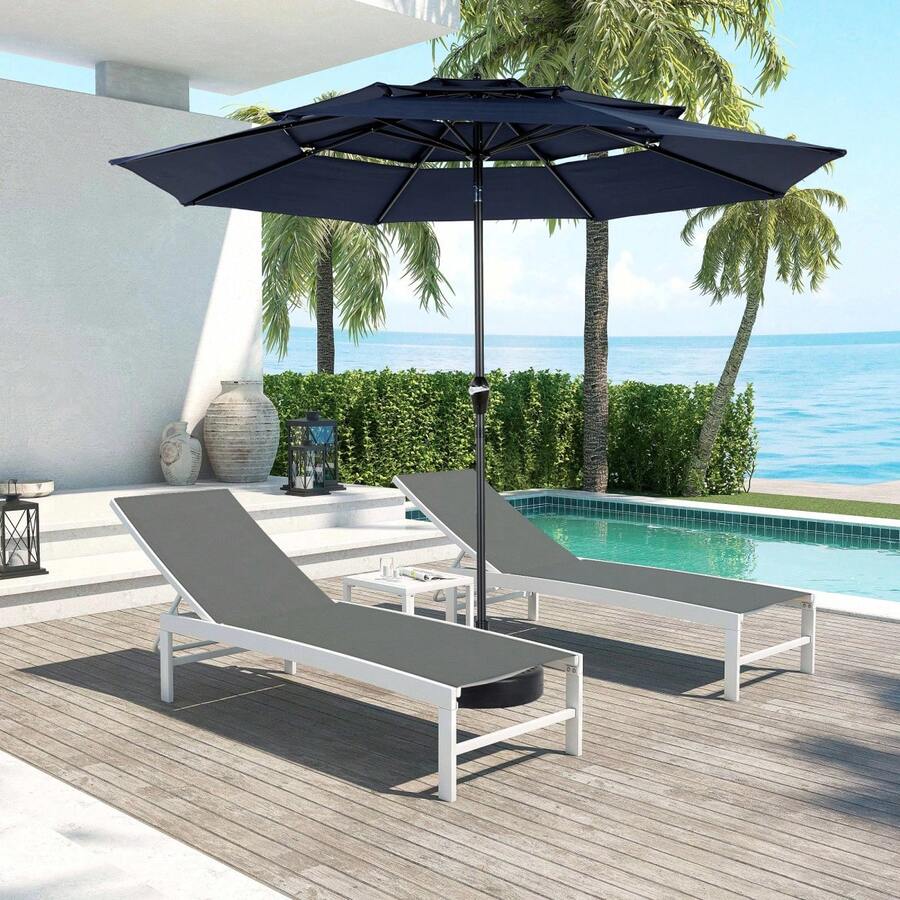 Aluminium 10ft 3 Tier Auto-Tilt (Khaki) (No Base) - 海軍藍 + 鋼色 + 花園與戶外 - 查看 1