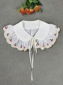 1pc Women's White Delicate Water-Soluble Embroidered Lace Solid Color Bohemian Polyester Fashion Base Layer Top Spring Autumn Winter Fashion Fake Collar - White 2 - View 3
