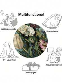1pc 2D Ditsy Floral Pattern Soft & Comfortable Blanket, Outdoor Camping Leisure Blanket, Multi-Purpose Throw For Sofa, Bed And More, Suitable For Home, Picnic, Travel, All Seasons, Gift Blanket For Family And Friends - Multicolor - View 6