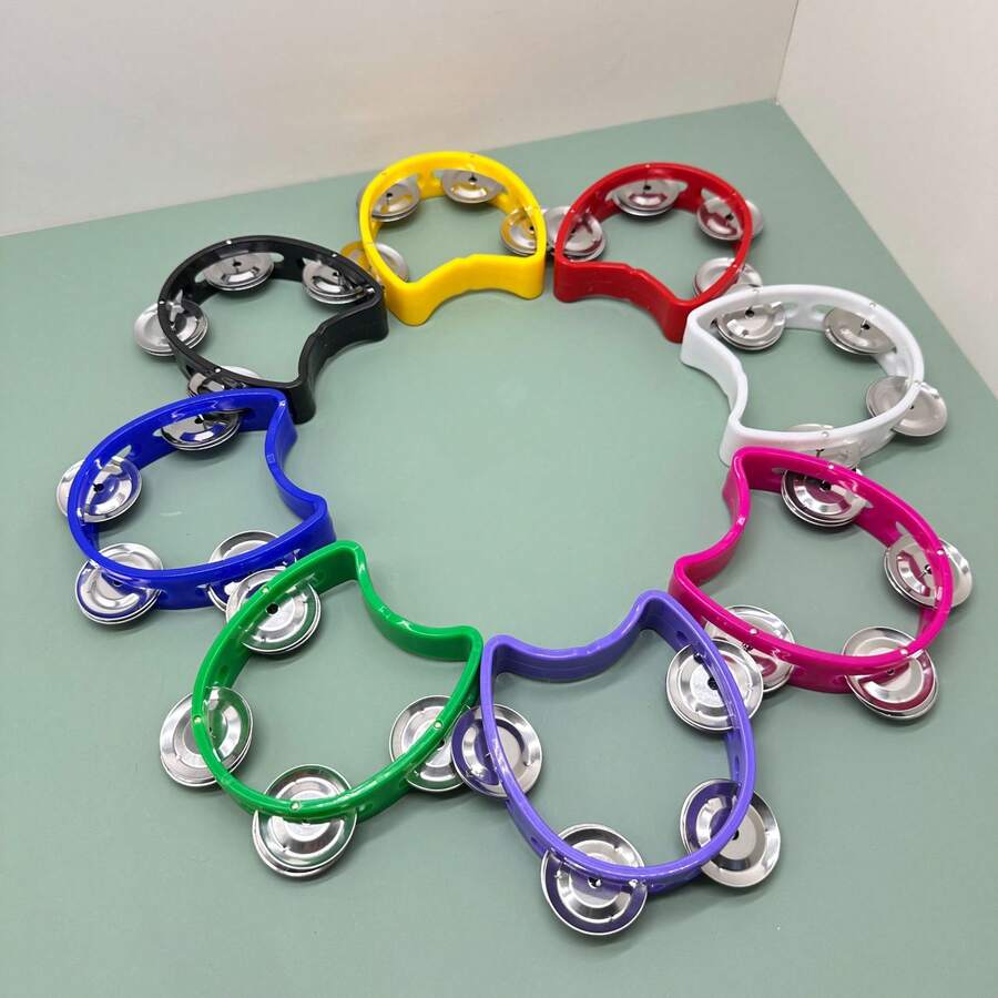 1/4pcs Creative Multi-Color Four-Ring Bell Set, Daily Party Holiday Stage Accompaniment Shake Bell Musical Instrument, Atmosphere Instrument Tambourine - Multicolor - View 1
