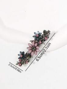 1pc Women's Vintage Elegant Fashion Rhinestone Simple Versatile Spring Hair Clip - Multicolor - View 2