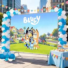 WPETLE Birthday Party Backdrop Cartoon Family House Lawn Scene Photo Background Banner Children Party Decoration - Multicolor - View 2