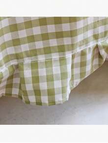 Plaid Oven Curtain, Lace Tie Top And Ruffle Hem, Short Kitchen Tier Curtain, Oil-Resistant Decorative Cover, Suitable For Stove, Oven, Open Cabinet And Small Window, Farmhouse Style Home Decor - Mint Green - View 8