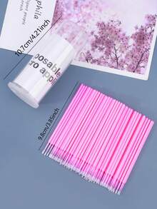 100pcs Eyelash Extension Cleaning Swabs, Eyelash Grafting & Tattoo Makeup Tools, Eyeliner Removal Brush With Storage Box - Multicolor - View 7