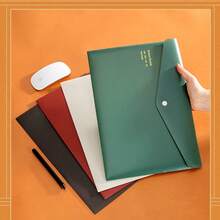 Business Snap Button A4 Vintage Document Storage Bag, Thickened Waterproof PP Envelope Bag, Office File Folder - Multicolor - View 3
