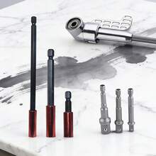 UNISURE 7pcs Set Includes 1/4", 3/8", 1/2" Multi-Size Hex Shank Socket Adapters 3pcs + 50/100/150mm Extension Bars 3pcs + 105 Degree Right Angle Bit Adapter, Minimalist Silver With Right Angle Design, Socket Adapter And Tight Space Drilling Tool, Suitable For Furniture Assembly And Father's Day Gift - Socket + Extension Bar + Ratchet - View 8