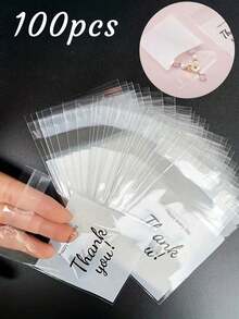 100pcs/50pcs, Multiple Sizes And Specifications, Translucent, Happy Every Day, Thank You Letter Bags, Jewelry Necklace, Earrings, Small Items Storage Bags, Self-Adhesive Sealing Bags, Dust-Proof, Wear-Resistant, Anti-Oxidation Packaging OPP Bags, Suitable For Daily Gatherings And Home Use - A - View 11
