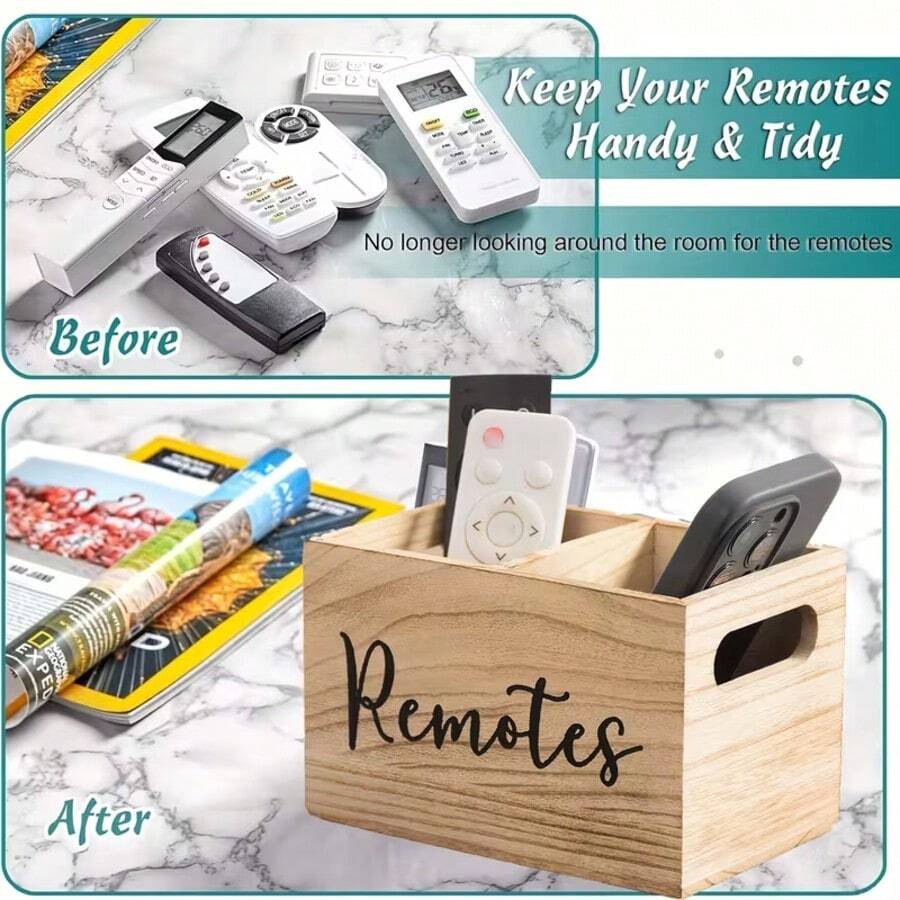 Wooden Storage Box - Minimalist Geometric Design, Painted Surface, Perfect For Desktop Organization And Remote Control Storage - Multicolor - View 1
