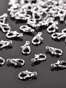 20/30/50 Pcs Fashion Stainless Steel White K Color Lobster Clasp, Suitable For DIY Bracelet, Necklace Connection, Handmade Accessories, Jewelry Materials - Silver - View 1