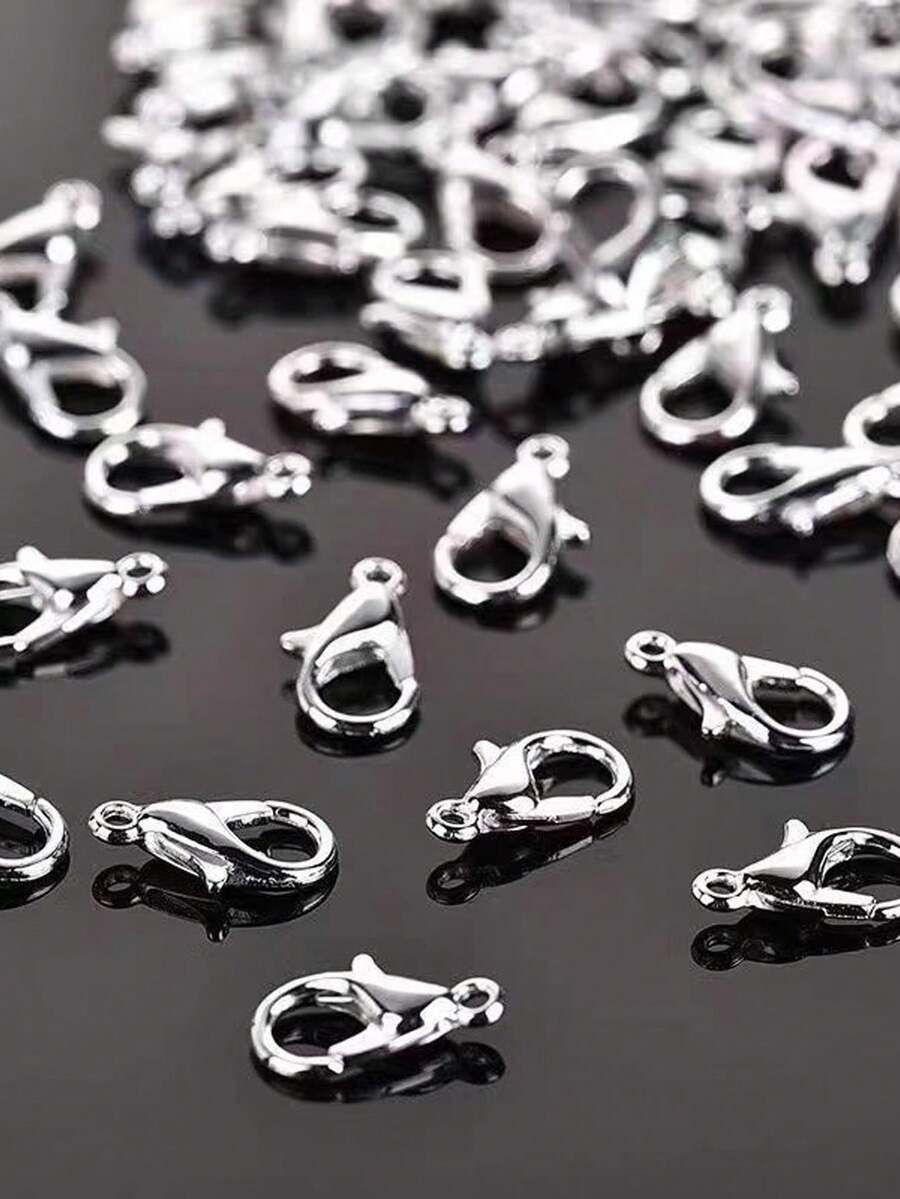 20/30/50 Pcs Fashion Stainless Steel White K Color Lobster Clasp, Suitable For DIY Bracelet, Necklace Connection, Handmade Accessories, Jewelry Materials - Silver - View 1