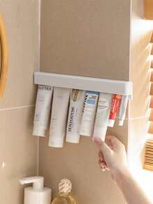 1/2/3pcs Wall-Mounted Toothpaste/Facial Cleanser Holder, Plastic Wall Storage Clip, White Easy-To-Install Bathroom Wall Clip, Toothpaste/Facial Cleanser Holder, Hand Cream Storage Rack - White - View 2