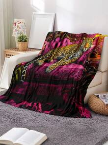 Soft And Comfortable 280gsm Blanket, Animal And Floral Print Pattern, Outdoor Camping Leisure Blanket, Multi-Purpose Blanket For Sofa, Bed And More, Suitable For Home, Picnic, Travel, All Seasons Comfort, Modern Style, Polyester, Machine Washable - Multicolor - View 2