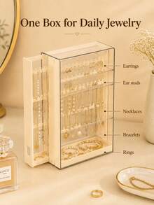 Acrylic Jewelry Storage Display Box, Dust-Proof Necklace Hanging Storage Rack, Earring Bracelet Ring Jewelry Display Box, Vanity Tabletop Jewelry Storage Box - Multicolor - View 14