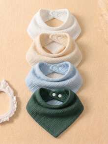 4pcs Girls Candy Color Cute Baby Bibs, Soft Skin-Friendly Baby Drool Bibs Set, Suitable For Daily Use In All Seasons - Multicolor - View 6