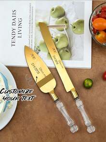 A6 Pizza Cutter & Server Set - Customizable Name Pizza Cutter & Server, Personalized Wedding Cake Knife & Server Set, Custom Crystal Handle Pizza Cutter & Server, Customizable Text Cake Server, Birthday Gift, Home Gift, Men, Women - Multicolor - View 7