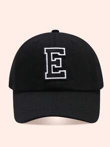 1pc Letter Baseball Cap, Sun Hat For Boys And Girls, Suitable For Outdoor And Daily Use - Large Black Label - Black Cloth Hat - View 71