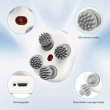 Portable Electric Scalp Massager With 4 Removable Massage Claws, 3-Speed Vibration Modes & Scalp/Back Massager Suitable For, Office, Travel - & Relaxation Device - View 9
