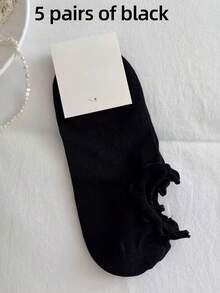 5/6 Pairs Women's Ruffle Edge Cotton Socks, Invisible Socks, Ankle Socks, White Socks, Grey Socks, Black Socks, Women's Socks, Cute Socks, Girls' Socks, Suitable For Autumn/Winter/Spring/Summer, Breathable Mesh Detail, Moisture-Wicking, Soft And Smooth, Suitable For Vacation, Sports, Casual, Business And Daily Wear, Random Color Combination - Multicolor - View 10