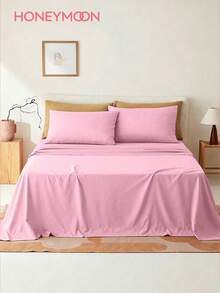 HONEYMOON 1pc Ultra Soft Solid Color Bed Sheet, Lightweight As A Cloud, Soft And Breathable, Suitable For All Bed Sizes-Twin, Full, Queen, King. Machine Washable, Essential For Home And Student Dorms, Back To School Must-Have - Hot Pink - View 1