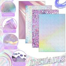 24 Sheets Metal Laser Handmade Cardstock Set, A4 Multicolor Shiny Glitter Thick Paper, Starlight Shimmer Texture, Gift Box Packaging / Party Decoration / Scrapbook DIY / Greeting Card Making Specialized Craft Paper - 24-pack Assorted Holographic Cardstock - View 3