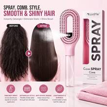2-In-1 Spray Cushion Hairbrush Set, All-In-One Makeup Bag With Spray Brush, Transparent Water Storage Design, Built-In Water Tank For Self-Refillable Liquid Spray, Soft Elastic Bristles That Don't Damage Hair, Suitable For Hairstylists And Professional Salon Tools - Multicolor - View 8
