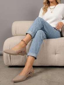 Sandal Wedges Ujung Lancip Wanita, Nyaman dan Anti Selip untuk Pemakaian Sehari-hari - Aprikot - View 3