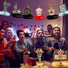 AFYPRTY 9 Pcs Movie Themed Honeycomb Centerpieces Paper Table Decorations Cinema Party Supplies For Tabletop Decor Oscar Themed Celebration Events - Style 1 - View 7