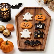 1PC Coffin‑Shaped Wood Gothic Tray, Halloween Harvest Back‑To‑School Tableware, Vintage Gothic Dinner Dessert Snack Plate, For Halloween Party Occult Tea Party, Kitchen Accessories & Gift - View 10