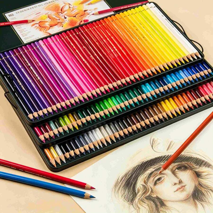 SKYGLORY, Colored Pencil,Oil-Based Colored Pencil Set, Oil-Based Colored Pencils, 36/48/72/100 Colors,Packaging Style Shipped At Random - Rectangle - View 1